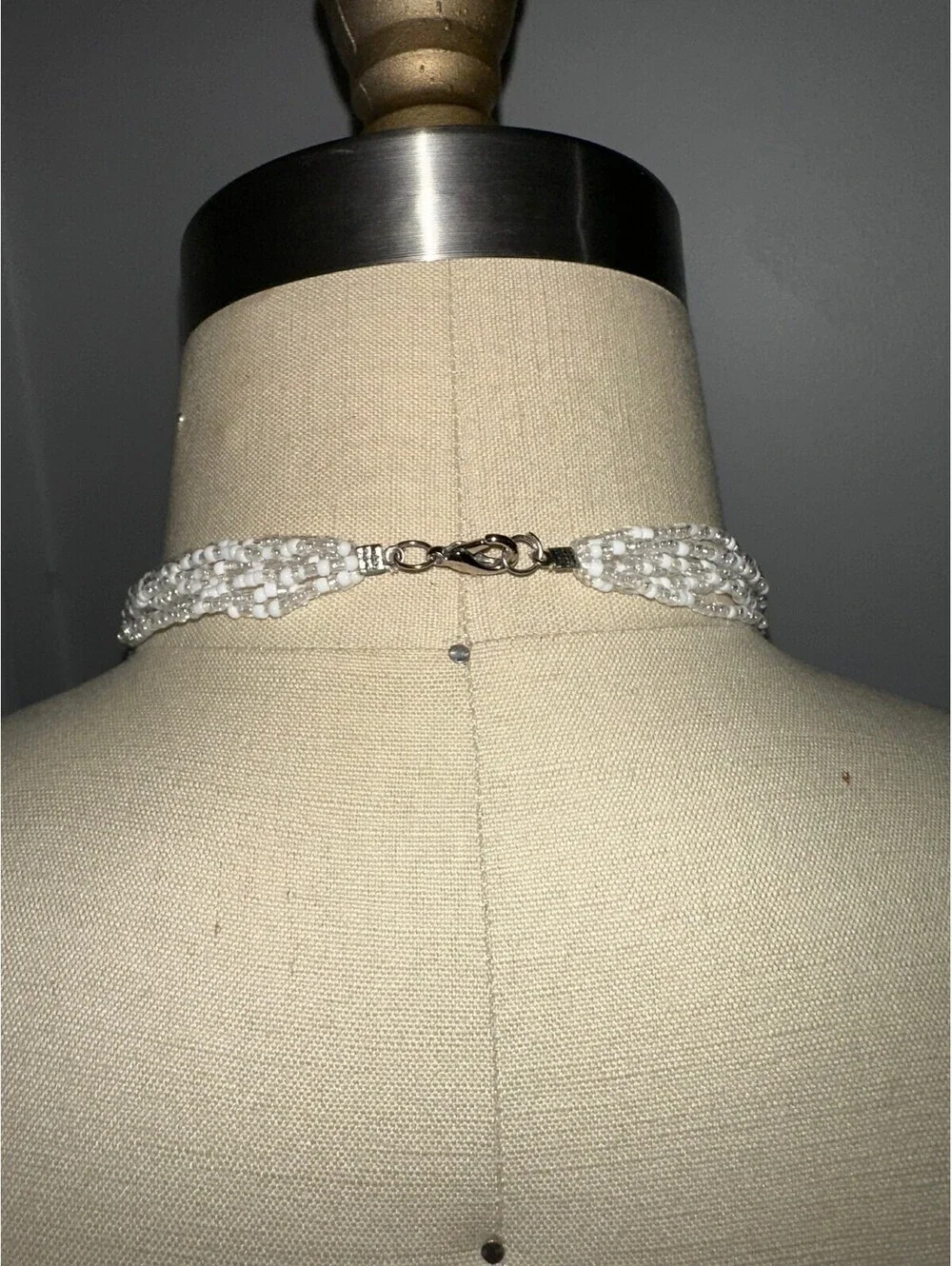 Elegant White Beaded Tassel Necklace with Pearl Accents